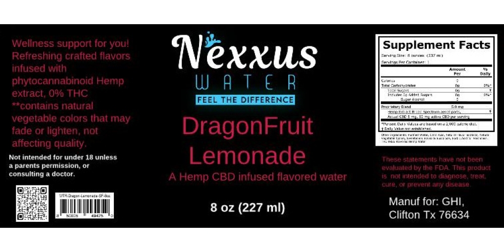 DragonFruit Lemonade Nexxus Water 8oz