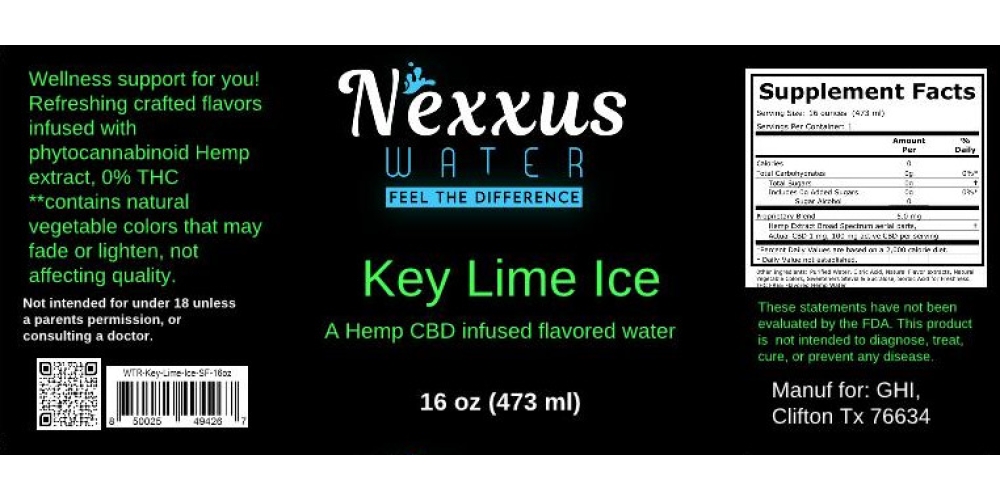 Key Lime Nexxus Water 16oz