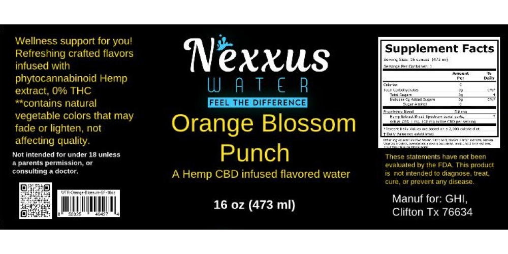 Orange Blossum Nexxus Water 16 oz